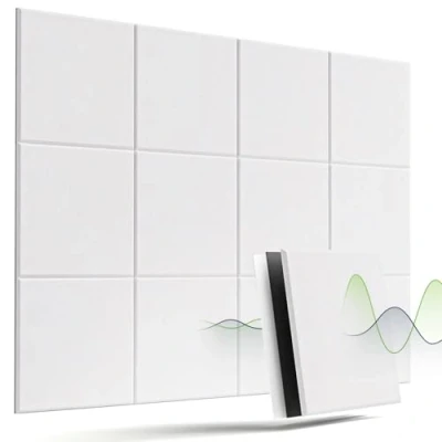 Imagen de Paneles Acusticos Alta Densidad Aislante Acustico 12 Pack Autoadhesivo Insonorizacion Acustica Pared 30x30x1cm Estudio, Gaming, Podcasting (Cuadrado pack)