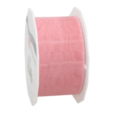 Imagen de C.E. PATTBERG SHEER cinta regalo de organza color rosa claro, 25 m decorativa para envolver regalos, 40 mm ancho, decoración y manualidades versátiles creativas