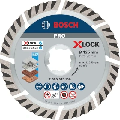 Imagen de Bosch Professional Disco de diamante Estándar (X LOCK, diámetro 125 mm, perforación 22,23 ancho corte 2 mm), Na, Ø mm