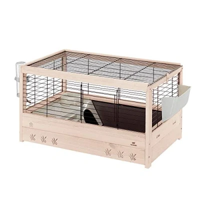 Imagen de Ferplast Jaula de Madera FSC para Conejos Arena 80, Conejillos Indias, Accesorios incluidos