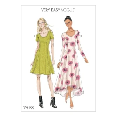 Imagen de Vogue Patterns 9199 A5 e Instrucciones para Hacer Vestidos, Tejido, Multicolor, tamaños 6 14