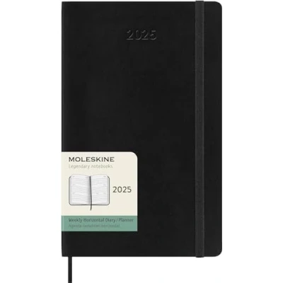 Imagen de Moleskine Weekly Planner, Agenda Semanal Horizontal 12 Meses 2025, Tapa Blanda y Cierre Elástico, Color Negro, FormatoGrande 13x21 cm