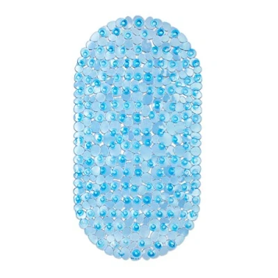 Imagen de Relaxdays Alfombrilla Bañera Look Piedras, Esterilla Antideslizante Ducha, con Ventosas, 68x35,5cm, Azul