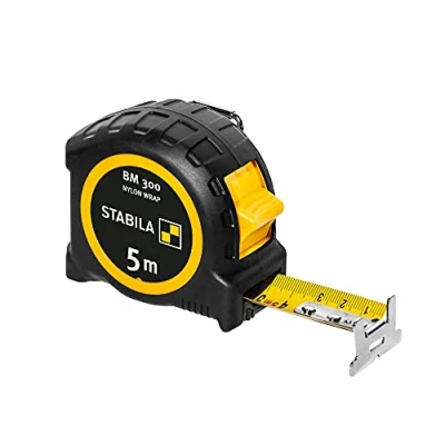 Imagen de STABILA cinta métrica BM 300, 5 m, de doble cara, carcasa PC/ABS irrompible, gancho Spikes, clip para cinturón, precisión MID