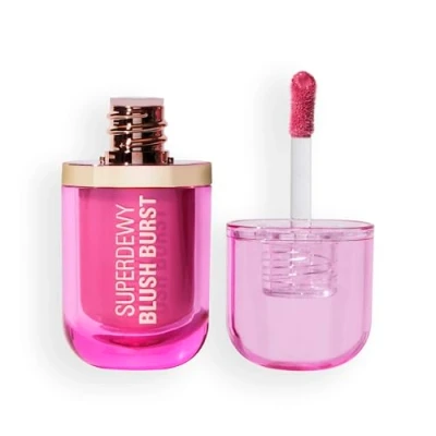 Imagen de Revolution Superdewy Liquid Blush Burst Rubor líquido de cobertura buildable para mejillas, fórmula sérum con péptidos y ácido hialurónico, vegano Bubblegum Pink 4,2 ml