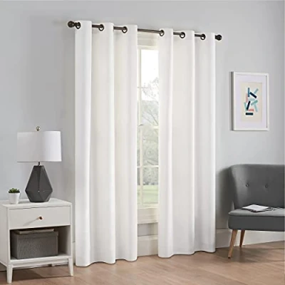 Imagen de Eclipse Cortina de Microfibra para Ventana con Ojales térmicos, Opaca, Dormitorio (1 Panel), poliéster, Blanco/opulento jardín, 42 x 84 Pulgadas