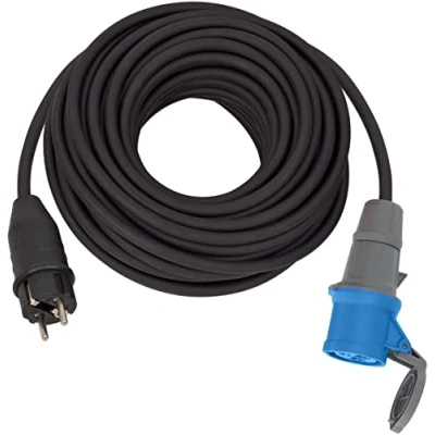 Imagen de Brennenstuhl cable adaptador/adaptador CEE con clavija de contacto puesta a tierra y acoplamiento (25m negro, H07RN F 3G2,5, 230V/16A, uso permanente en exteriores IP44, Made in Germany)