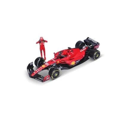 Imagen de BBURAGO Ferrari SF 23 Charles Leclerc #16 2023 Maqueta realista de coche a escala 1:24 y personaje Leclerc, licencia oficial Ferrari, edad recomendada 14+ años
