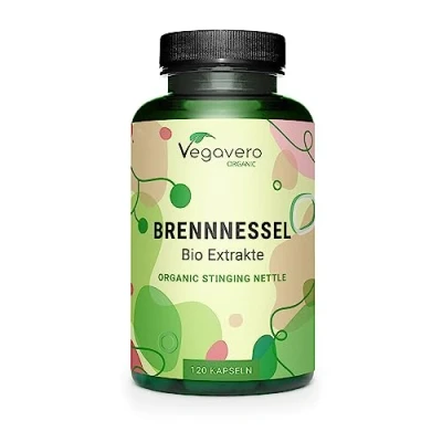Imagen de Ortiga Verde BIO Vegavero® La Dosis Más Alta: 1800 mg Diurético Natural Extracto de Raíz &amp; Hojas (4:1) Sin Aditivos Libre OMG Apto para Veganos 120 Cápsulas