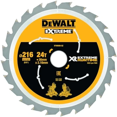 Imagen de DeWalt DT99568 QZ Hojas para sierra circular estacionaria XR Extreme Runtime, 216 x 30 mm 24D 7º