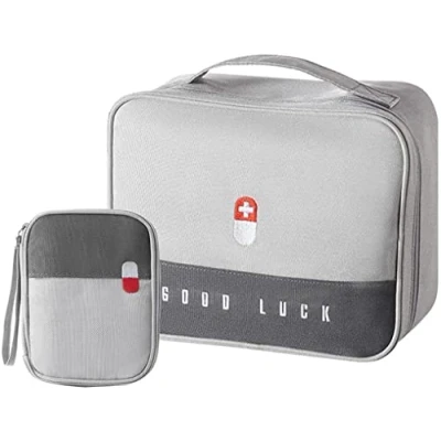 Imagen de 2Pcs Botiquín de Primeros Auxilios,Primeros Auxilios Portátil Bolsa,Kit Auxilios,para Oficina,Hogar, Deportes, Viajes, Senderismo,Camping (Gris)