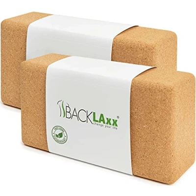 Imagen de BACKLAxx ® Bloque Yoga Corcho Bloques 100% natural sostenible Ladrillo amigable con la piel y producido ecológicamente incl. videos de aplicación para Block