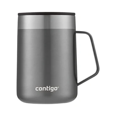 Imagen de Contigo Streeterville Desk Mug, vaso de café aislado con asa acero inoxidable, para llevar tapa, mantiene el calor hasta 5 horas, óptimo oficina u hogar, 420 ml