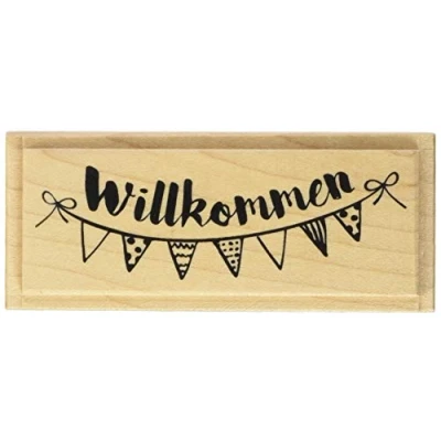 Imagen de Knorr Prandell Sello de madera (general), tamaño 5 x 4,2 cm, diseño bienvenida, 7,5 2,4 cm