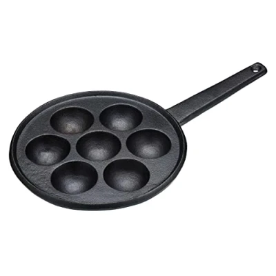 Imagen de KitchenCraft Sartén para Aebleskiver con 7 Espacios y Receta de Aebleskiver, Hecha Hierro Colado, 20,5 cm