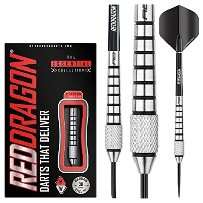 Imagen de RED DRAGON Firebolt: 30g Flightmaster 80% Dardos de Tungsteno Punta Acero con Plumas y Eje