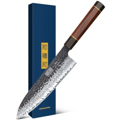 Imagen de HOSHANHO Cuchillo de Cocina Gyuto, 20 cm Chef Acero Alto Carbono 7 Capas, Japones para Súper Afilada, Cuchillos Cocinero Profesional con Mango Ergonómico
