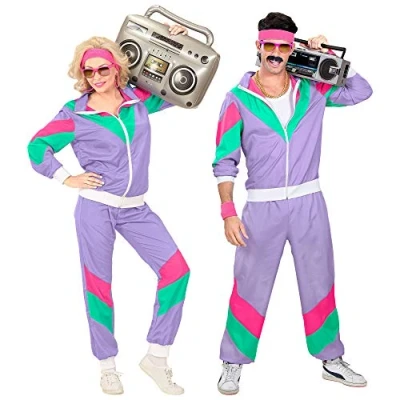 Imagen de W WIDMANN MILANO Party Fashion Disfraz Chándal años 80, chaqueta y pantalón, traje assi, chav, estilo retro, fiesta mal gusto, carnaval