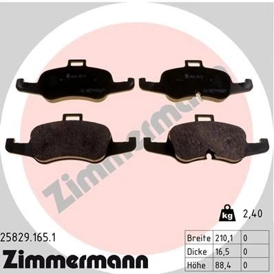 Imagen de ZIMMERMANN 25829.165.1 Juego de pastillas freno preparado para indicador desgaste Foto correspondiente a la entrega AUDI: TT Roadster, Coupé