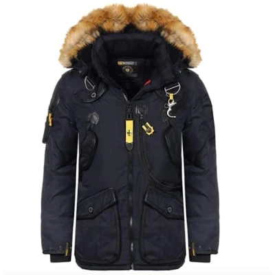 Imagen de Geographical Norway Agaros Men Parka Cálida De Otoño Invierno Hombre Chaqueta Cortavientos Para Hombres Con Capucha Piel Aire Libre Rego Elegante Ide (Marina L)