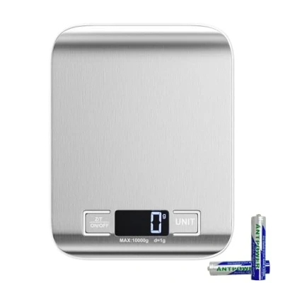 Imagen de Newaner 10kg/1g bascula de cocina, inox electronica digital balanza con LED pantalla y funcion tara, automatico báscula precisión 6 unidades, pesa alimentos para cocinar, hornear, mezclar