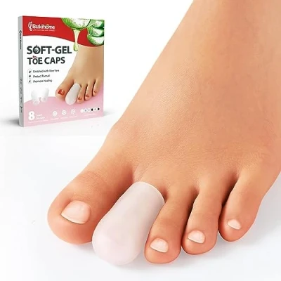 Imagen de Bukihome 8 piezas Puntera de gel y protectores Tapas dedo del pie aloe para amortiguar las uñas los pies perdidas o encarnadas, callos, ampollas, dedos en martillo…