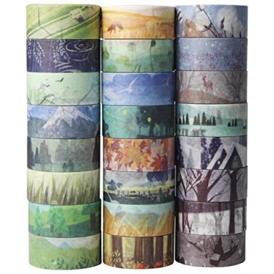 Imagen de UOOOM 24Pcs Washi Tapes Set Cinta Adhesiva Decorativa de Primavera Verano Otoño e Invierno DIY Crafts Masking Tape para Scrapbooking Manualidades Tarjetas Revistas Calendario Envoltura Regalos