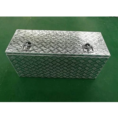 Imagen de 914x406x457mm placa de aluminio para camioneta debajo la cama, caja herramientas remolque, camión, furgoneta, almacenamiento plateada + cerradura 91,4 cm x 40,6 45,7