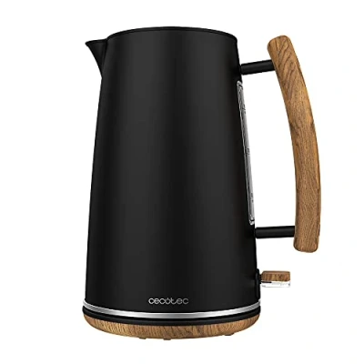 Imagen de Cecotec Hervidor de Agua ThermoSense 400 Black Woody. 3000 W, Capacidad 1,7 Litros, Acero Inoxidable, Libre BPA, Base con Giro 360º, Filtro Antical Desmontable, Sistema Seguridad