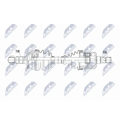 Imagen de NTY NPW PL 149 Árbol de transmisión Eje delantero, izquierda 622mm Caja cambios manual, 6 marchas OPEL: Astra J Hatchback, GTC