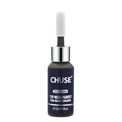 Imagen de CHUSE T201 Café negro Color cosmético de la tinta permanente del tatuaje maquillaje micro pigmento microblading Aprobó SGS, DermaTest 12ml (0.4fl.oz)