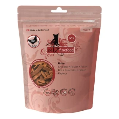 Imagen de catz finefood Meatz Chucherías para Gatos, Tiras de Carne crujientes Gatos Aperitivo sin Cereales azúcar, Varios Tipos (Pollo, Ternera, Pato, Ciervo, Conejo, Canguro).