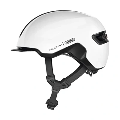 Imagen de Abus HUD y Luz trasera LED magnética recargable cierre magnético Casco de bicicleta moderno Para uso diario hombre mujer, Blanco (flower white), M (54 58 cm)