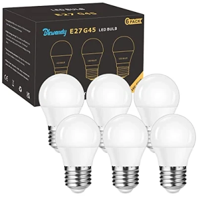 Imagen de Blewandy E27 Bombilla LED Luz Calida G45 Lámpara 5W Bajo Consumo E27, Equivalente a 40W, 3000K, 500LM Bombillas LED, No Regulable, Angulo de haz 280 6 Unidades