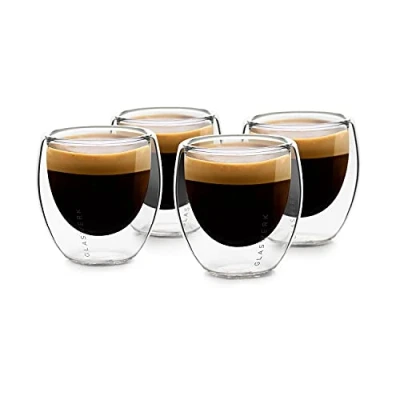 Imagen de GLASWERK tazas de Café Expresso (4x 70 ml), Vasos Cristal Doble Pared Borosilicato, Grandes, Térmicos aptos Lavavajillas, Juego 4