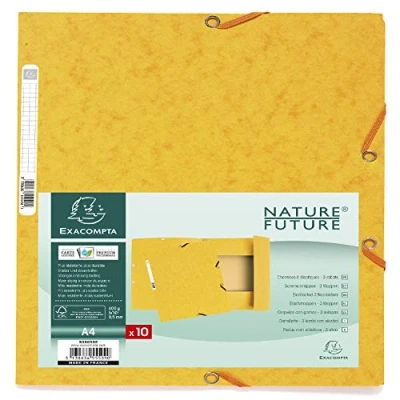 Imagen de Exacompta 55509SE Pack de 10 carpetas con goma, A4, color amarillo