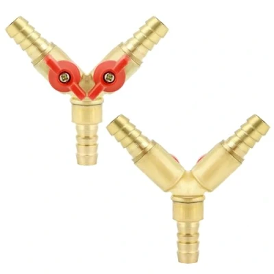 Imagen de QWORK® 2 Piezas Conector de válvula en Forma Y, latón y aleación Zinc, Divisor Manguera 3 vías Bola Cierre para Aceite, Agua Gas, 10mm