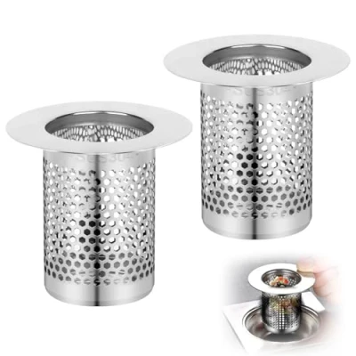 Imagen de 2 Piezas Filtro Desague Ducha, 5.5x5cm Tapon Fregadero Cocina, Fregadero, Atrapa Pelos de Drenaje Suelo para Cocina Baño y Balcón