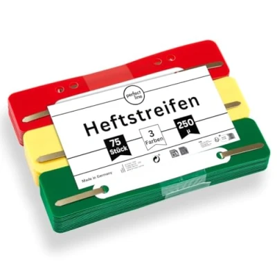 Imagen de perfect line 75 tiras (3 x 25 unidades) de plástico reciclable, fabricadas en Alemania (verde, amarillo, rojo)