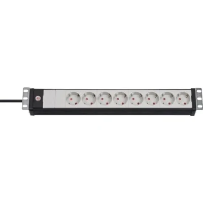 Imagen de Brennenstuhl Premium Line regleta de enchufes 19&quot; para armario rack con 8 tomas corriente (cable 3 m, unidad distribución, formato montaje, sin interruptor)