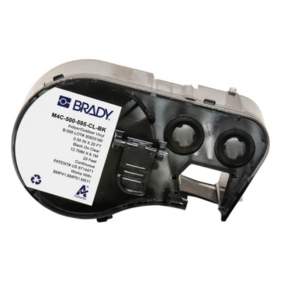 Imagen de Brady M4C 500 595 CL BK cinta vinilo negro sobre transparente 12,7 mm x 6,1 m (original)