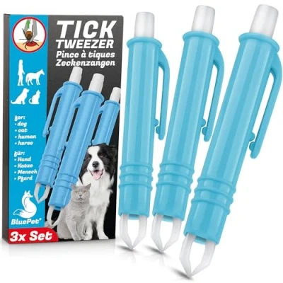 Imagen de BluePet 2 pinzas automáticas para garrapatas, fiables perros, gatos, caballos y humanos, perfectas cualquier juego de emergencia garrapatas (3 garrapatas)