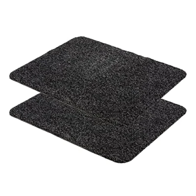 Imagen de ASTRA Felpudo Lavable Set de 2 60x75 cm Antipolvo algodón Entra Absorbente Antideslizante Negro