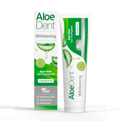 Imagen de Pasta dentífrica blanqueadora de aloe vera sin flúor, acción natural, vegana, crueldad , SLS, naturalmente blanca, encías sanas 100 ml, el envase puede variar