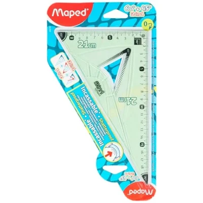Imagen de Maped Escuadra irrompible 0 posicionada en ángulo recto y agarre ergonómico 2 1 60 45, gran lado 21 cm, color verde