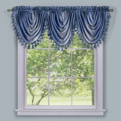 Imagen de Achim Home Furnishings Cenefa de Cortina Ventana Cascada Degradado Suave, Mezcla poliéster, Azul, 46 in x 42