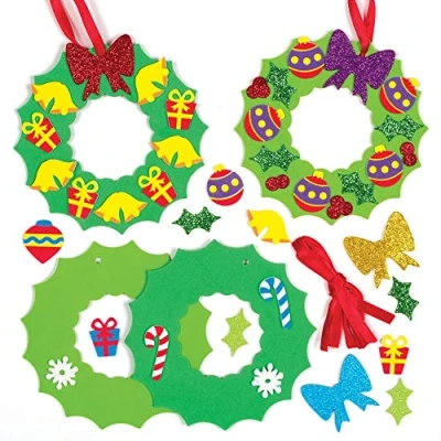 Imagen de Baker Ross Kits Decoraciones combinables Guirnaldas navideñas (Pack de 8) para Manualidades y Infantiles, AT303