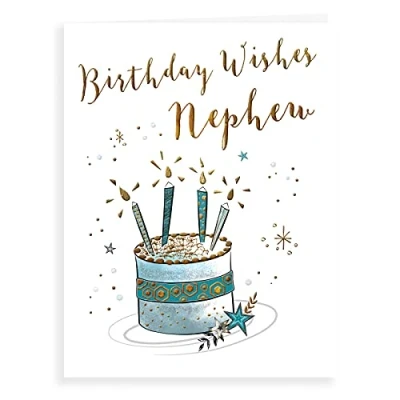 Imagen de Piccadilly Greetings Koko Designs K70035 Tarjeta de felicitación cumpleaños contemporánea para sobrino, 8 x 6 pulgadas, plateada, gris, negro y marrón