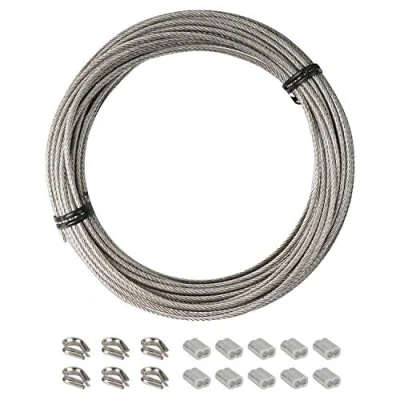 Imagen de YEYIT 17 Piezas De 10 M Espejo Colgante Alambre Imagen Alambre, Cable Acero Inoxidable 304 Recubierto Pvc, Manguito Y Dedal Aluminio, Cuerda Para Exteriores, SuspensióN Ligera