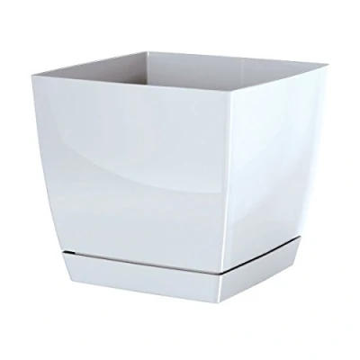 Imagen de Zanvic Maceta Mod. begonya Fresh Quadro con Plato Incluido 21cm. Blanco
